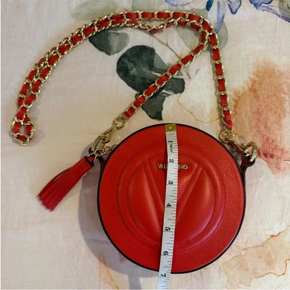 Valentino Vibrant Red Crossbody Bag with Gold Chain - Picture 4 of 8